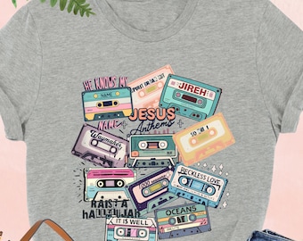 Christian Worship Music Shirt, Retro Style Cassette Tape Shirt, Praise and Worship Songs Tee, Jesus Music Lover Top, Faith Based Gift Tee