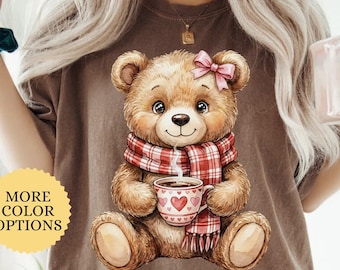 Comfort Colors Teddy Bear T Shirt, Valentine Gift Tee for Women, Valentines Day Gift, Bear Lover Graphic, Cozy Animal Shirt, Trendy Bear Top