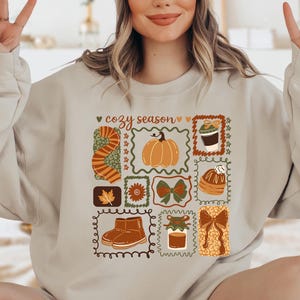 Cozy Season Sweatshirt, Fall Graphic Hoodie, Autumn Sweater for Women, Pumpkin Spice Hoodie, Thanksgiving Sweater, Autumn Aesthetic Hoodie