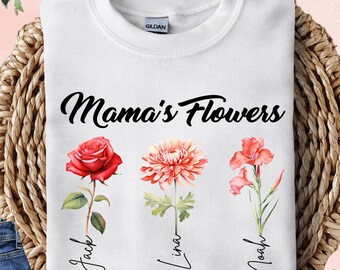 Personalized Birth Month Flower Sweatshirt, Gift For Mom,Custom Birth Flower Sweater,Floral Mom Hoodie,Mothers Day Gift,Grandma Birth Flower