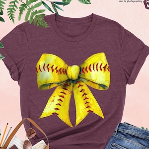 Coquette Softball Bow Shirt, Softball Mom Shirt, Softball Tshirt, Women Softball Shirt, Sports Mom Gift, Girl Softball Shirt, Softball Gift