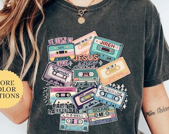 Comfort Colors Worship Shirt, Vintage Graphic Christian Music Tee, Cassette Tape Top, Faith Praise and Worship Songs Shirt, Jesus Lover Gift