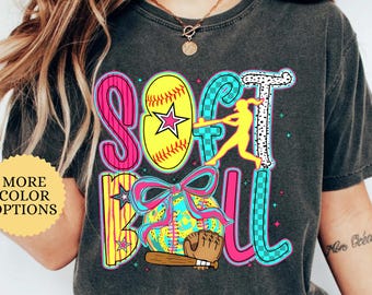 Comfort Colors Softball Shirt, Retro Look Softball Tee, Game Day Mom T-Shirt, Cute Summer Sports Shirt, Softball Graphic Tee For Women