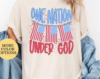Comfort Colors® One Nation Under God Shirt, Patriotic Christian T-Shirt, Christian 4th Of July Tee, God Bless America Shirt, Faith  USA  Tee