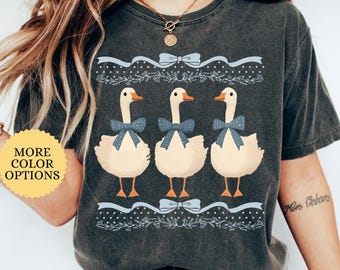 Comfort Colors Vintage Look Duck Shirt, Silly Goose T-Shirt, Country Cottagecore Tee, Farm Animal Shirt for Women, Soft Spring Graphic Tee