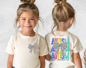 Kids Autism Shirt, Autism Coquette T-Shirt, Autism Awareness Shirt For Girl, Autistic Toddler Shirt, Autism Youth Shirt, Autistic Pride Tees