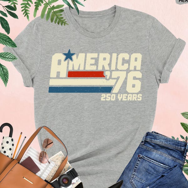 Camiseta America 76, Camiseta del 250 Aniversario de Estados Unidos, Regalo del 4 de Julio, Regalo Patriótico Americano, Camiseta Minimal Freedom, Regalo del 250 Aniversario de EE. UU.