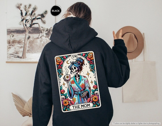 The Mom Funny Tarot Card Hoodie, Woman Skeleton Sweatshirt, Tarot Card Sweatshirt, Witchy Vibes Skull Sweater, Gift for Mom,Tarot Lover Gift