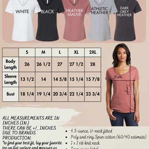 a women's v - neck t - shirt is shown in three different colors