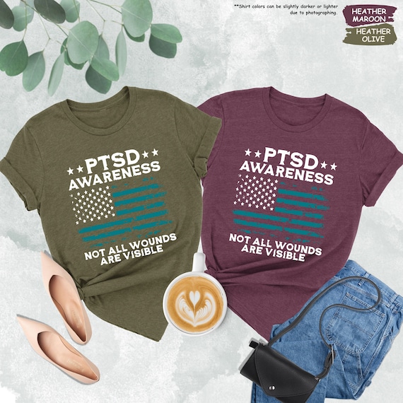 PTSD Awareness Shirt, Not All Wounds Are Visible Shirt, American Flag Shirt, Mental Health Shirt, PTSD Warrior Shirt, Teal Ribbon Shirt