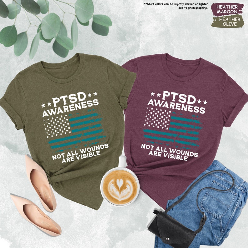 two t - shirts with the words psd awareness and not all wound are visible