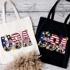 USA Tote Bag, American Flag Tote Bag, 4th of July Tote Bag, American Girl Tote Bag, Patriotic Gifts, Independence Day Bag,Women Shoulder Bag