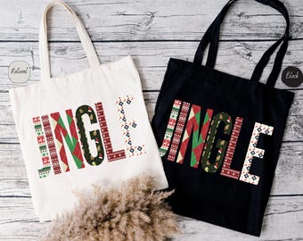 Christmas Tote Bag, Holiday Shopper Bag, Jingle Tote Bag, Christmas Gift Canvas Bag, Rustic Winter Gift Bag, Xmas Women Tote Bag