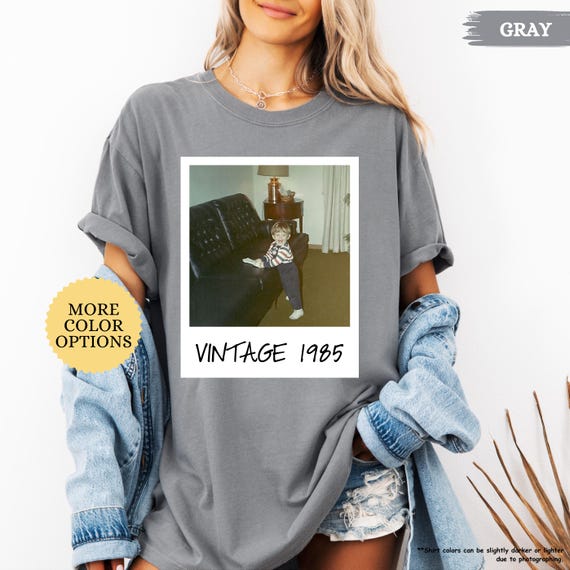 Comfort Colors®Custom Vintage Photo Shirt, Personalized Retro Year Tee, Custom Polaroid Shirt, 90s Aesthetic Graphic Tee, 40th Birthday Gift