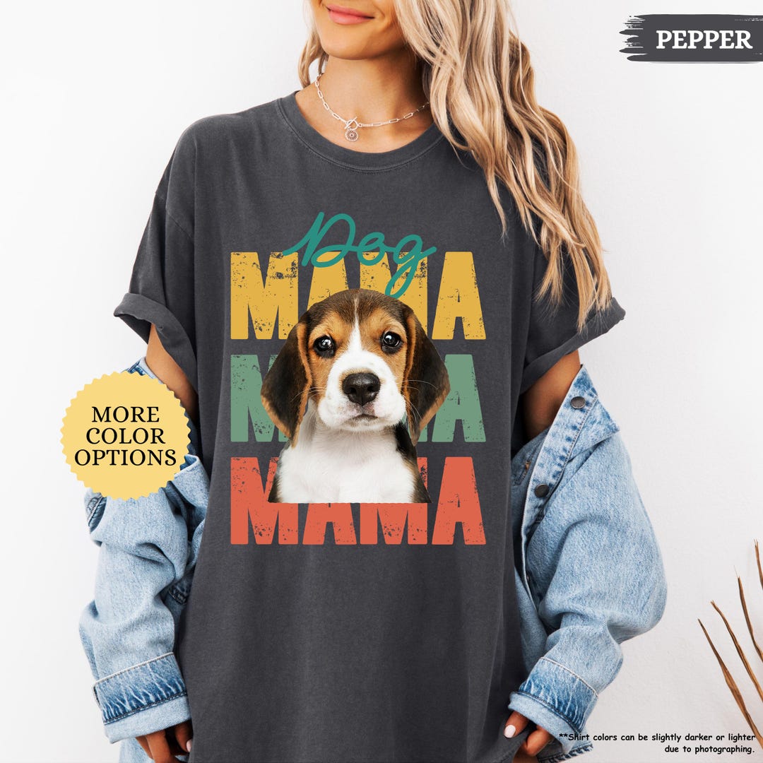 Comfort Colors Custom Pet Portrait Shirt, Personalized Dog Mom Gift, Custom Pet Photo Shirt, Dog Lover Gift, Dog Mama Gift, Mother's Day Tee