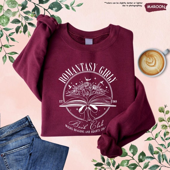Romantasy Girly Reader Sweatshirt, Romantasy Book Club Hoodie, Book Lover Gift, Librarian Sweatshirt, Romance Reader Sweatshirt,Bookish Gift