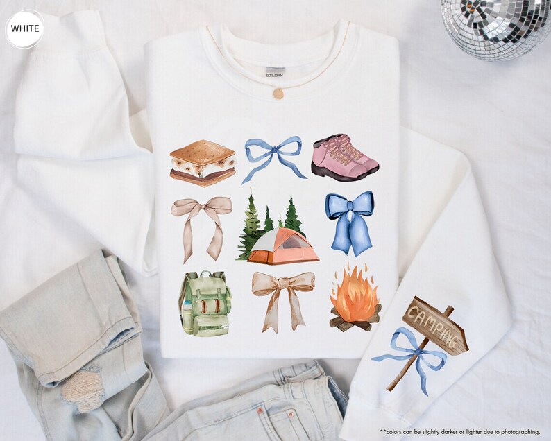 a white t - shirt with various items on it