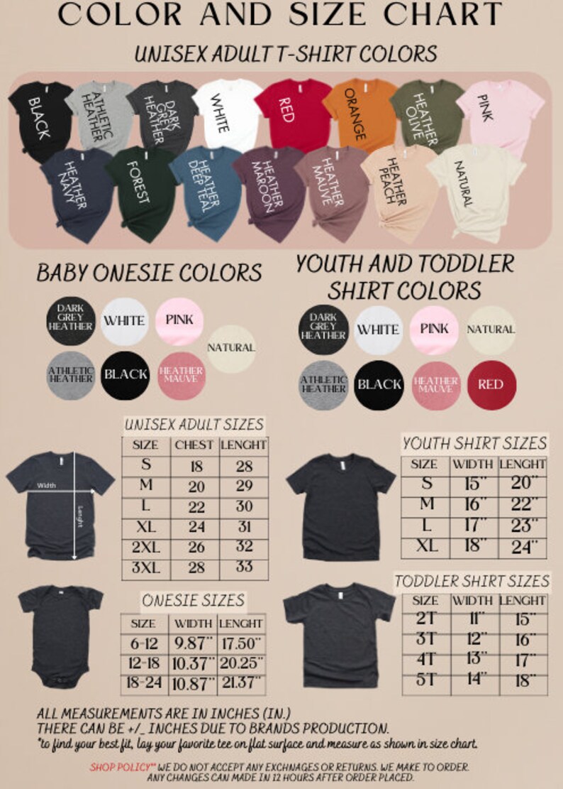 a poster with different colors and sizes of shirts