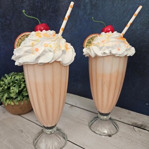Fake Ice Cream Shake: Strawberry Dessert Display Food Orange Creamsicle