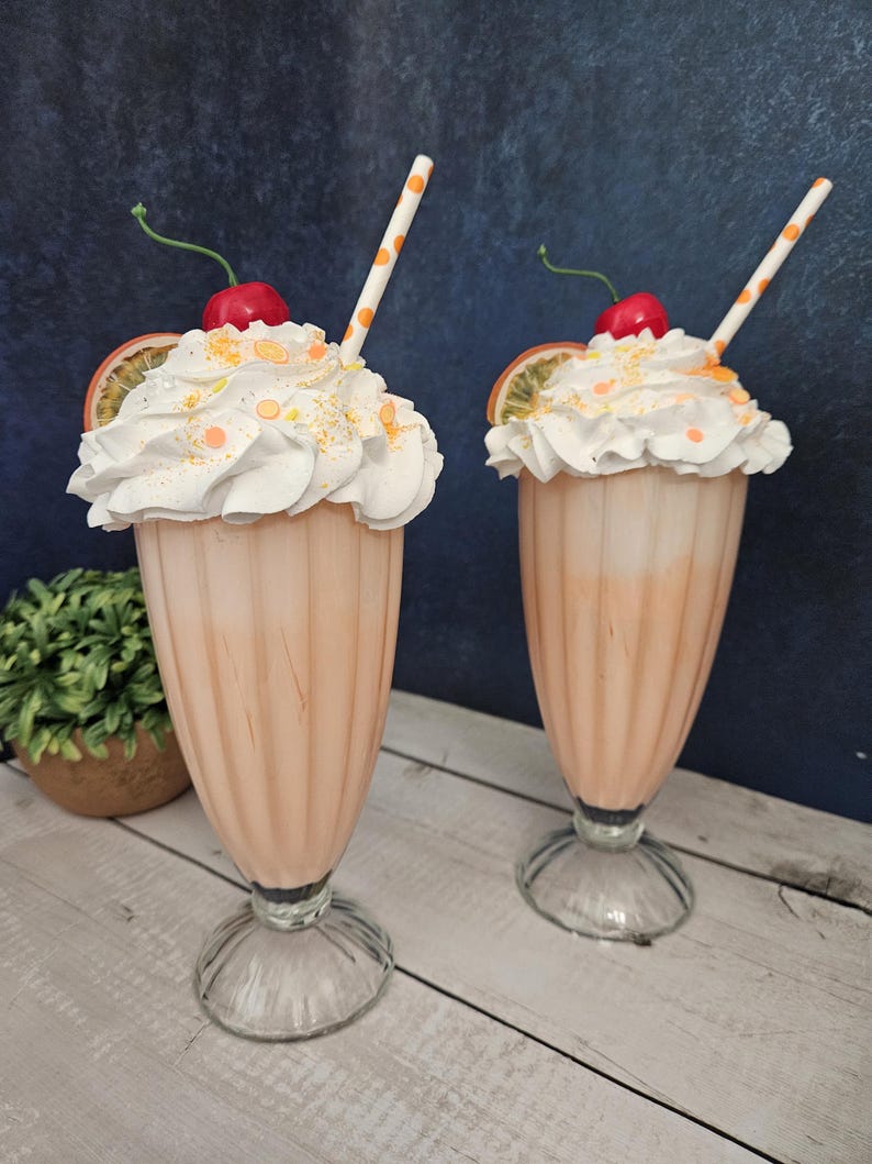 Fake Ice Cream Shake: Strawberry Dessert Display Food Orange Creamsicle