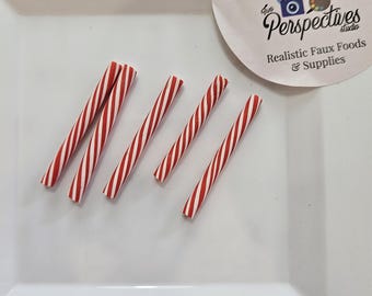 Fake Candy Cane Stick Cabochons: Craft Embellishments, 5 Pieces