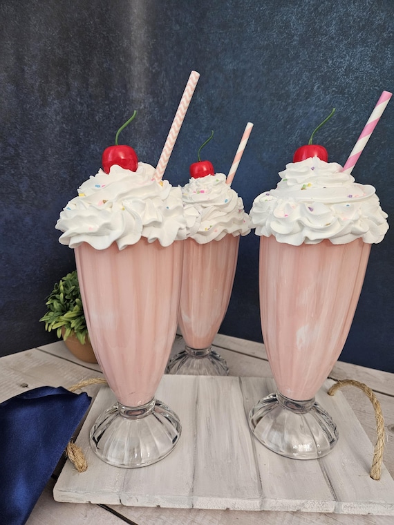 Fake Ice Cream Shake: Strawberry Dessert Display Food