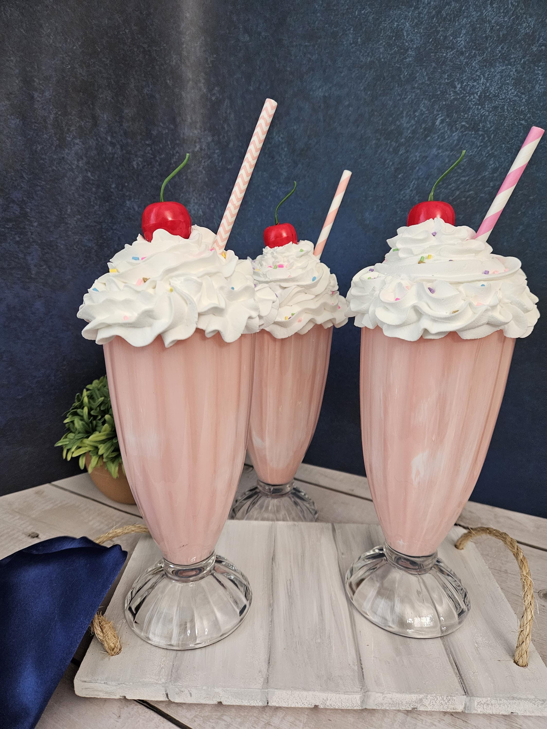 Fake Ice Cream Shake: Strawberry Dessert Display Food