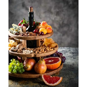 Wooden Wine Tiered Compartment Plate, Wooden Serving Dish, Wooden Snacks Tray, sectioned wooden plate, oak plate, wooden gifts, xmas