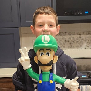 3D Printed 20&quot; Luigi - Action Figure, Desktop Toy, Mario, Yoshi, Peach, Bowser