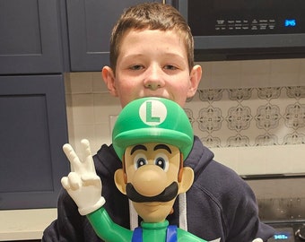 3D Printed 20" Luigi - Action Figure, Desktop Toy, Mario, Yoshi, Peach, Bowser