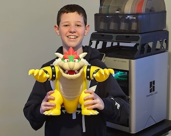3D Printed 14" Bowser Figurine - Action Figure, Desktop Toy, Mario, Yoshi, Luigi