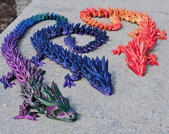 3D Printed Crystal Articulated Dragon & Egg - Easter Egg, Fidget Toy