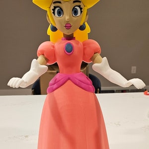3D Printed 16&quot; Princess Peach - Action Figure, Desktop Toy, Yoshi, Luigi, Peach, Bowser