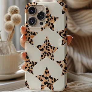 Leopard Print Star Collage Phone Case, Animal Print Aesthetic, Trendy That Girl Case for for iPhone 16 15 14 13 12 11 Pro Max 8 Plus XR XS