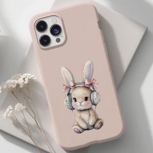 Coquette Baby Bunny Phone Case, Cute Animal Case, Stuffed Animal, Easter Rabbit Case for iPhone 16 15 14 13 12 11 Pro Max 8 Plus