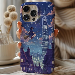 Japanese Starry Night Anime Case, Kawaii Phone Case, Anime Lover Gift, Anime Phone Case for iPhone 16 15 14 13 12 11 Pro Max 8 Plus XR