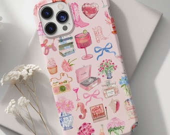 Preppy That Girl Coquette Collage Phone Case, Elegant Girly Balletcore, Girly Feminine Case for iPhone 17 16 15 14 13 12 11 Pro Max 8 Plus X