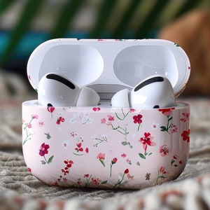 Delicate Red and Pink Floral AirPods Case, Feminine Preppy Girly Flower Print, Birthflower Case for AirPods Pro Gen 1, 2, 3