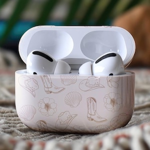 Beige Coastal Cowgirl Collage Phone Case, Tropical Coquette Preppy Aesthetic, Cute Beachy Airpod Pro Case, for AirPods Pro Gen 1, 2, 3