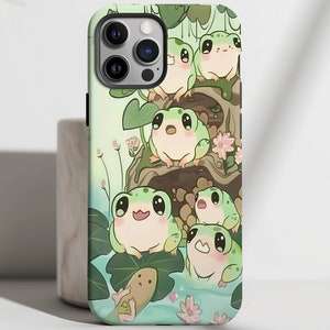 Kawaii Frog Phone Case, Cute Cottagecore Phone Case, Frog Lover Gift, Toad Phone Case for iPhone 15 14 13 12 11 Pro Max 8 Plus X XR XS