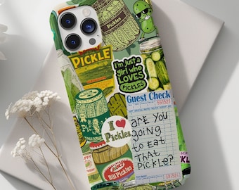 Retro Pickle Collage Phone Case, Funny Trendy Phone Case, Cute Pickle Lover Gift, Gift for Her for iPhone 15 14 13 12 11 Pro Max 8 Plus X XR