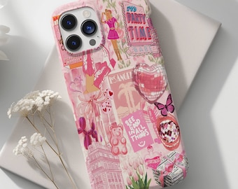 Pink Disco Coquette Collage Phone Case, Preppy Phone Case, Soft Girl Era, Feminine That Girl Case For iPhone 17 16 15 14 13 12 11 Pro Max X
