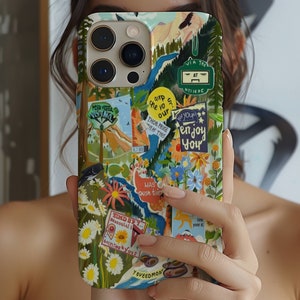 Vintage Nature Themed Collage Phone Case, Hippie Boho Aesthetic, Cute Nature Lover Gift for iPhone 15 14 13 12 11 Pro Max 8 Plus X XR XS