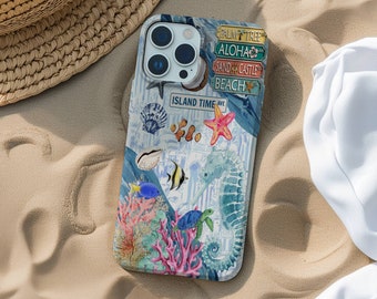 Coque de portable Coastal Ocean Collage, style inspiré de l'océan, iPhone 15 14 13 12 11 Pro Max 8 Plus X, Samsung Galaxy S23 S22 S20 Ultra