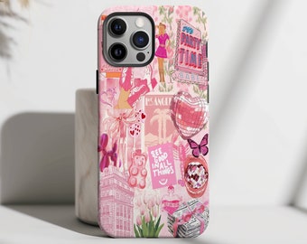 Pink Disco Coquette Collage Phone Case, Preppy Phone Case, Soft Girl Era, iPhone 15 14 13 12 11 Pro Max 8 Plus X, Samsung Galaxy S23 S22 S20