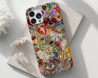 Vintage Mosaic Charm Phone Case, Mosaic Tiles Case, Mosaic Art, iPhone 15 14 13 12 11 Pro Max 8 Plus X, Samsung Galaxy S23 S22 S20 Ultra