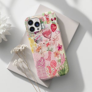 Pink Spring Coquette Collage Phone Case, Preppy and Cute Aesthetic, iPhone 15 14 13 12 11 Pro Max 8 Plus X, Samsung Galaxy S23 S22 S20 Ultra