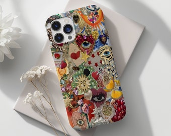 Vintage coque de téléphone à breloques en mosaïque, carreaux de mosaïque, art de la mosaïque, iPhone 15 14 13 12 11 Pro Max 8 Plus X, Samsung Galaxy S23 S22 S20 Ultra