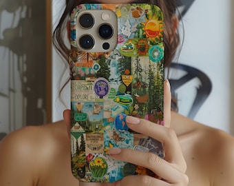 Vintage Granola Girl Collage Phone Case, Nature Themed, Girl Scout Gift, iPhone 15 14 13 12 11 Pro Max 8 Plus X, Samsung Galaxy S23 S22 S20