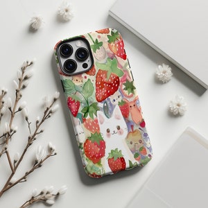 Coquette Strawberry Collage Phone Case, Kawaii Phone Case, iPhone 15 14 13 12 11 Pro Max 8 Plus X, Samsung Galaxy S23 S22 S20 Ultra